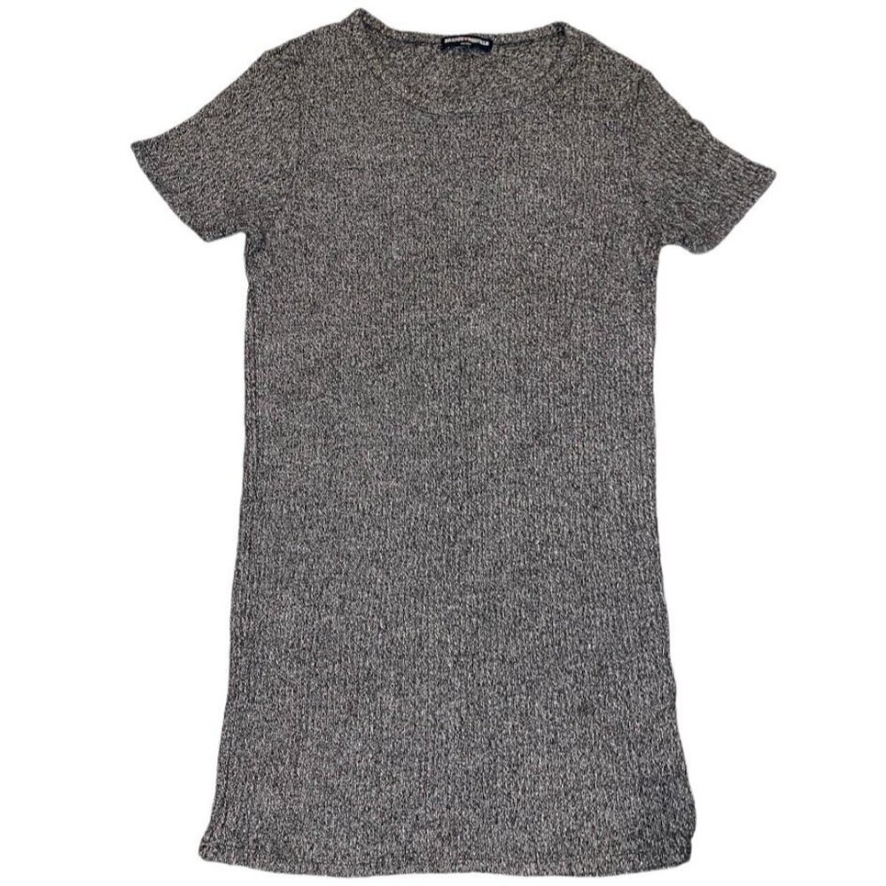 Brandy Melville Cable Knit Sweater Dress Gray OS Short Sleeve